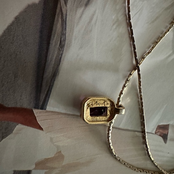 CHRISTIAN DIOR Vintage Crystal Pendant Necklace - Picture 4 of 7